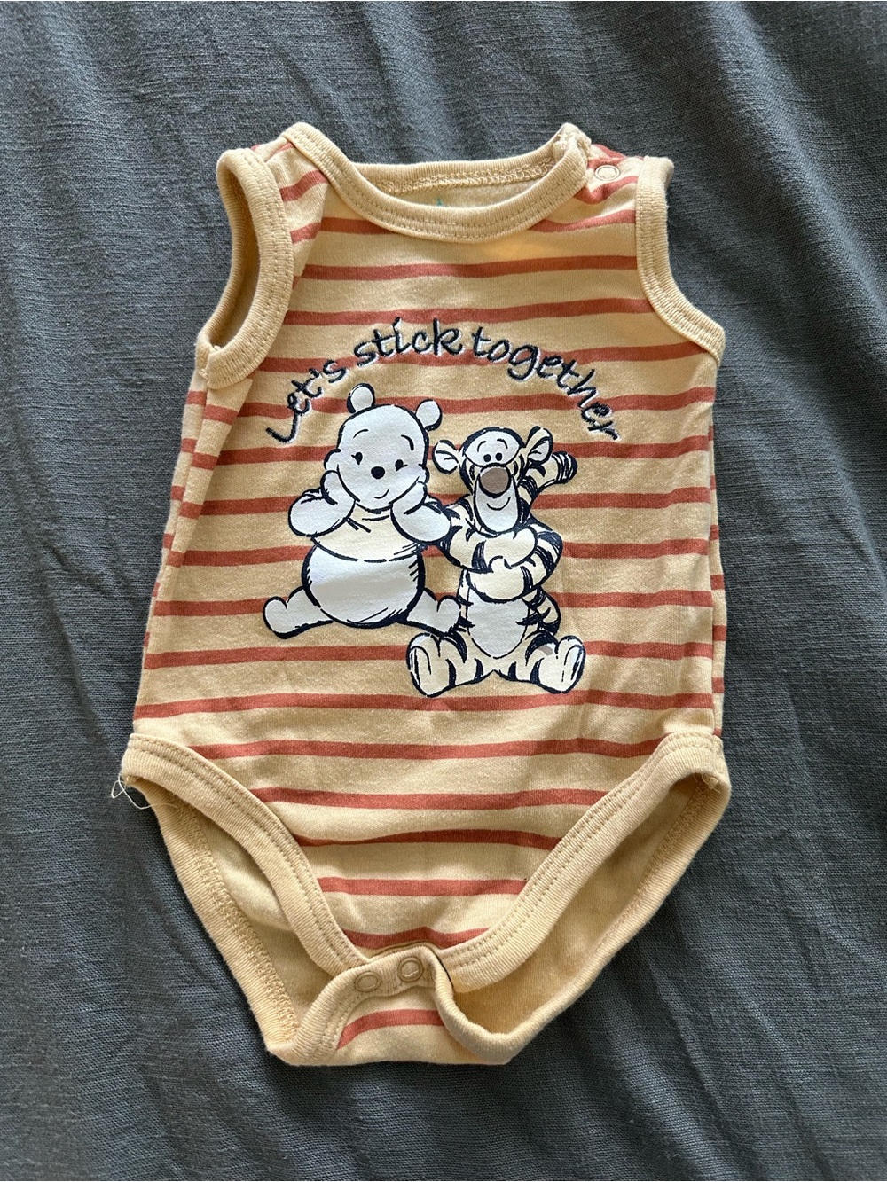 Disney Baby Yellow & Orange Striped Winnie the Pooh One-Piece- NWT